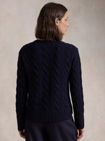 Ralph Lauren Navy Classic Fit Cable Wool-Cashmere Jumper