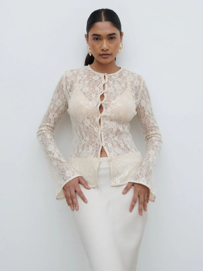 Pretty Lavish Tai Sequin Lace Cardigan