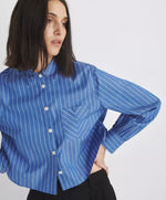 Rag & Bone Blue Stripe Maxine Cropped Shirt