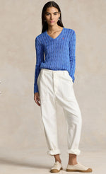 Ralph Lauren Blue V neck cable knit jumper