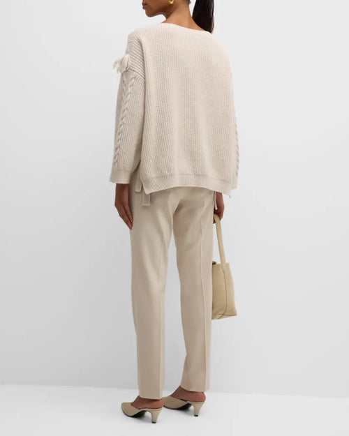 Marella Norois Cable Knit Fringe Sweater