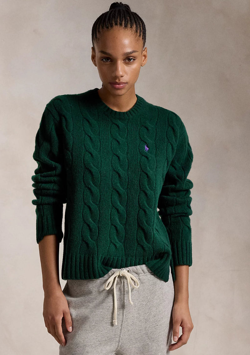 Ralph Lauren Green Classic Fit Cable Wool-Cashmere Jumper