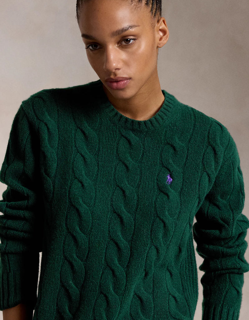 Ralph Lauren Green Classic Fit Cable Wool-Cashmere Jumper