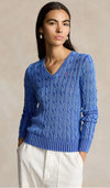 Ralph Lauren Blue V neck cable knit jumper