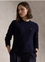 Ralph Lauren Navy Classic Fit Cable Wool-Cashmere Jumper