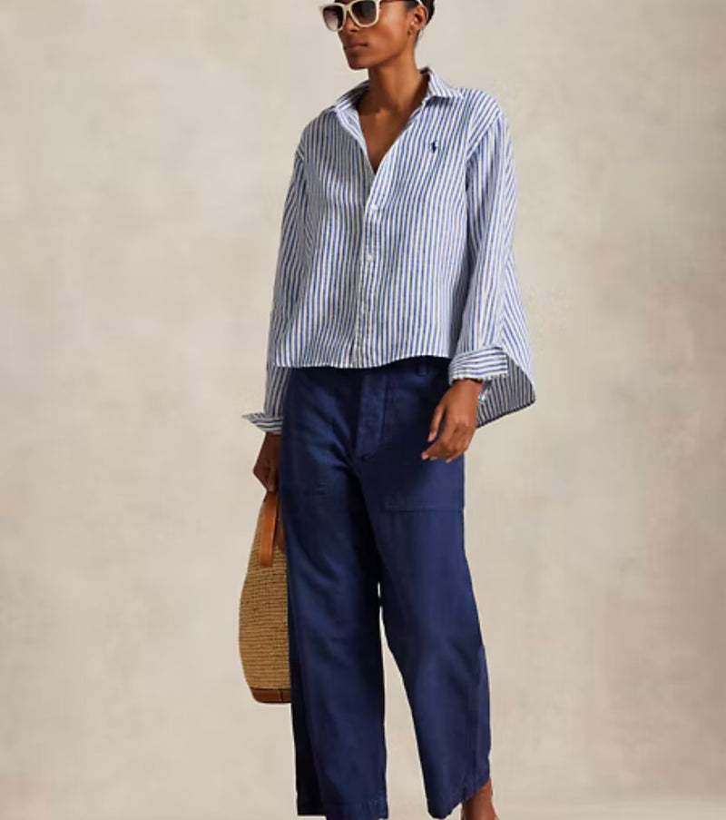 Ralph Lauren crop boxy fit linen shirt