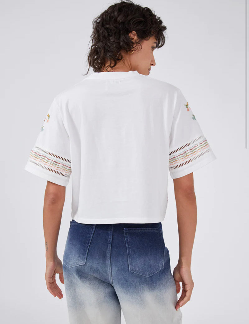 Hayley Menzies Maya Embroidered Cropped T-shirt