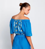 Greek Archaic Kori Strapless Lefkada Top - Blue