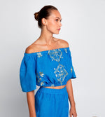 Greek Archaic Kori Strapless Lefkada Top - Blue