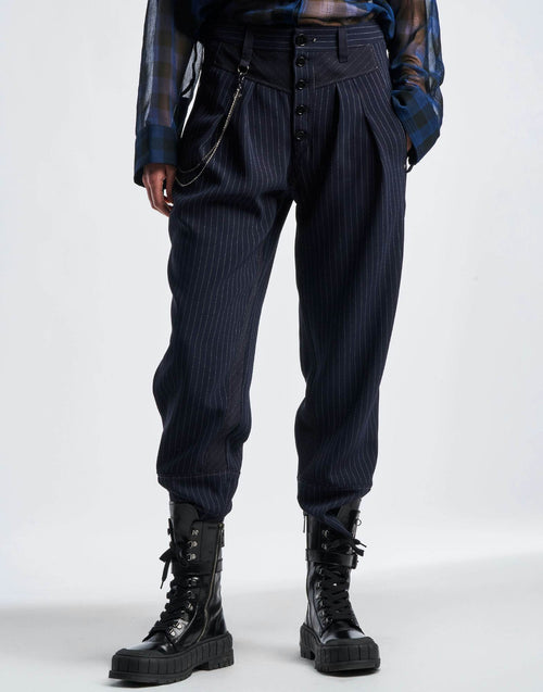 High Tech BRAVE
HIGH TECH
Pinstripe pants with front basque