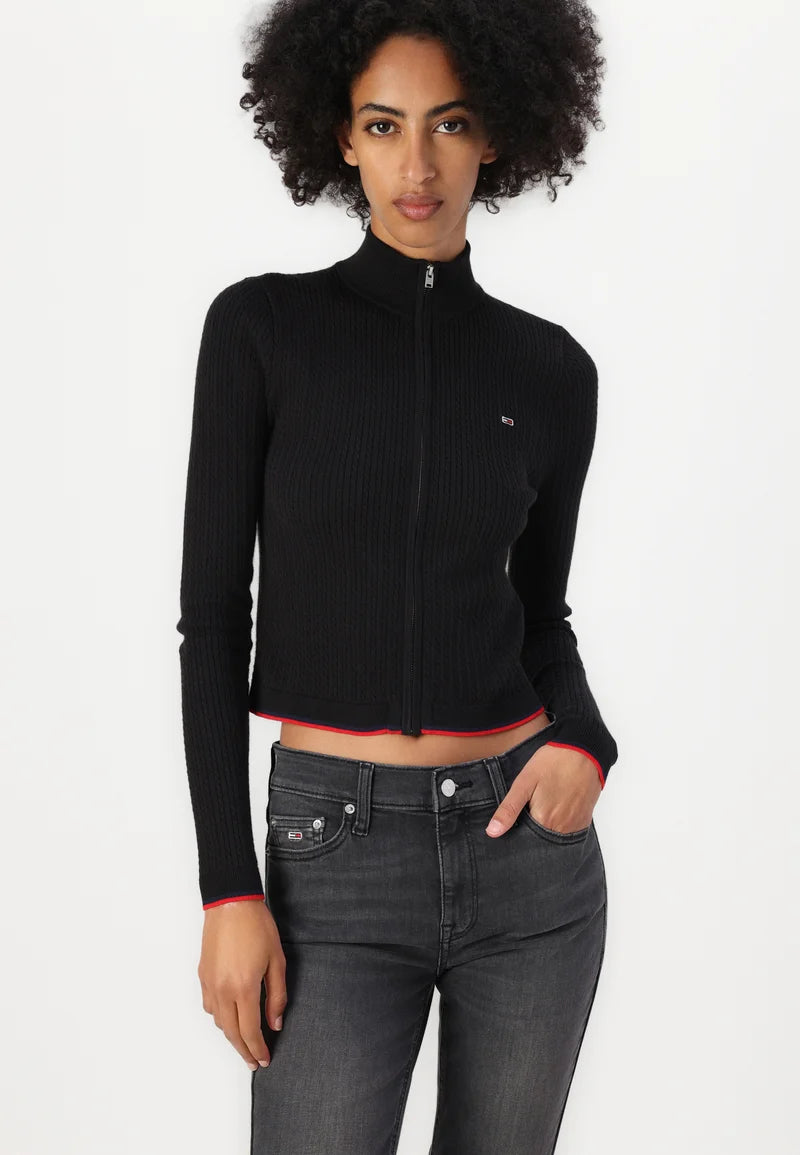 Tommy Jeans Cable Ribbed Zip Through