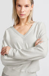 Yaya V-neck Sweater with Batwing Sleeve - Vaporous Grey