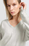 Yaya V-neck Sweater with Batwing Sleeve - Vaporous Grey