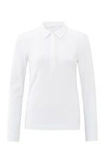 Yaya Ribbed Polo Top - White