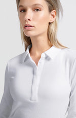 Yaya Ribbed Polo Top - White