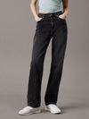 Calvin Klein High Rise Straight Jean in Washed Black