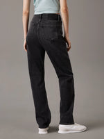 Calvin Klein High Rise Straight Jean in Washed Black