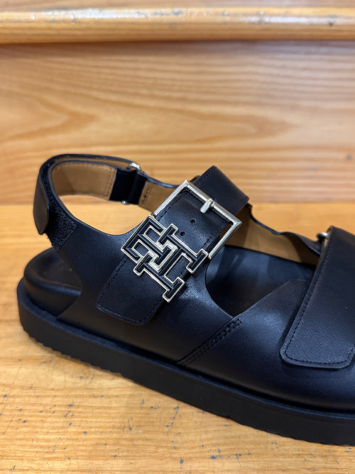 Tommy Hilfiger black leather sandal