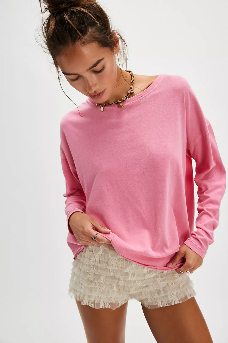 Free People Nina Long Sleeve Tee - Pink