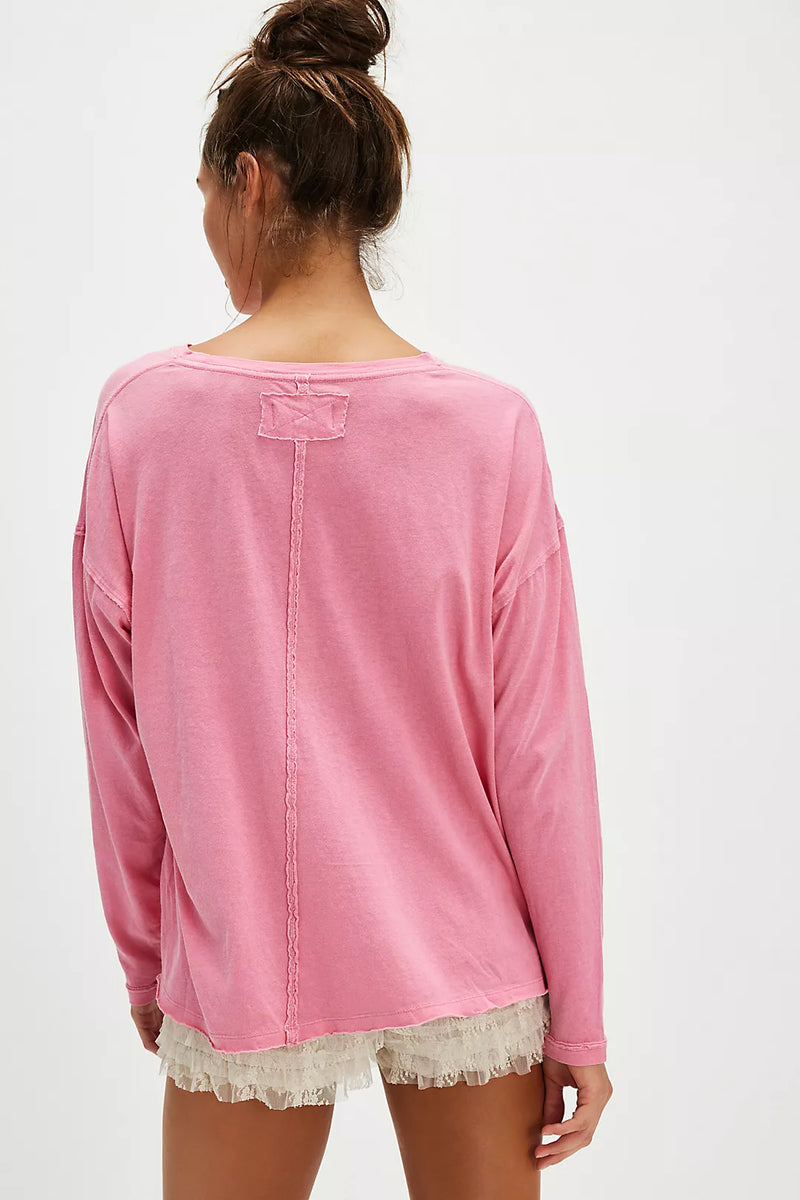 Free People Nina Long Sleeve Tee - Pink