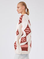 Hayley Menzies Nomad Ecru Multi Cotton Intarsia Long Cardigan