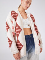 Hayley Menzies Nomad Ecru Multi Cotton Intarsia Long Cardigan