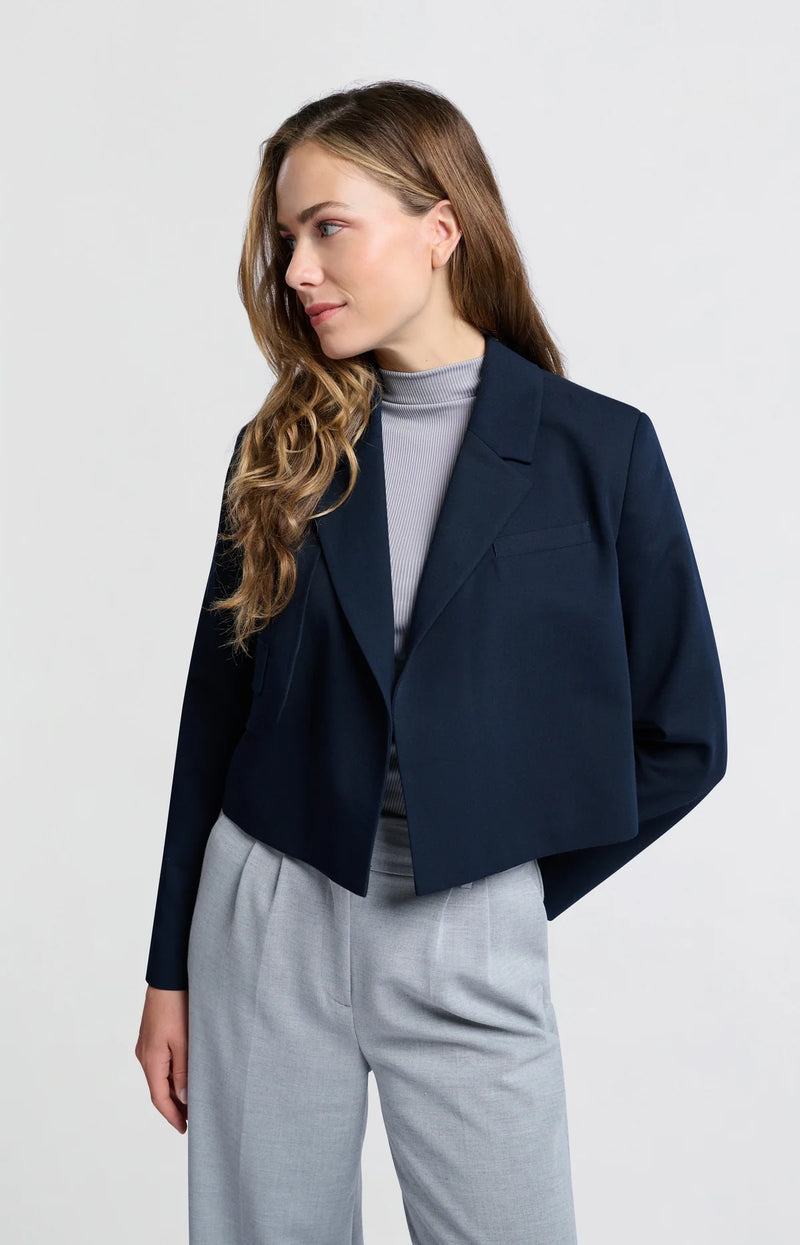 Yaya Navy Cropped Blazer