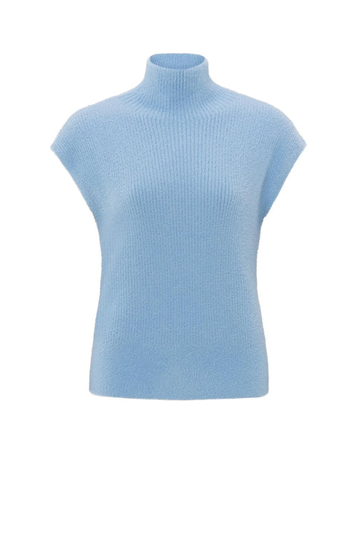 Yaya fluffy Sleeveless sweater - Bel Air Blue