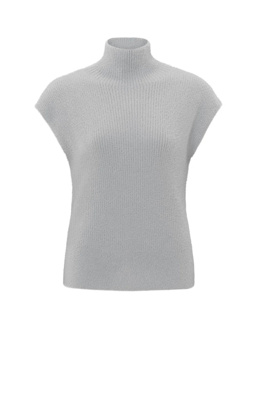 Yaya Fluffy Sleeveless Sweater - Formal Gray